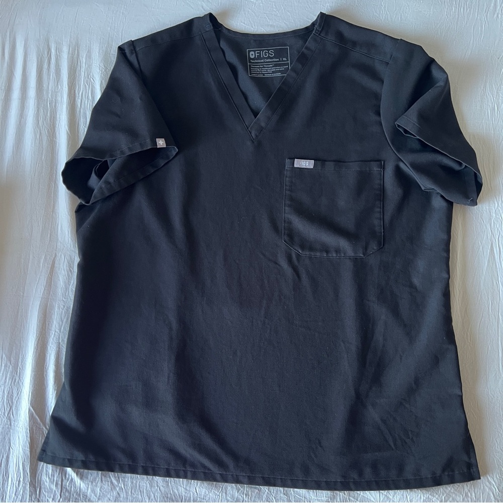 Figs Scrub Top Womens Sz XL Catarina Black One Pocket #1000211